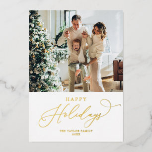 Elegante White Gold Foil Frohes Weihnachten Folien Feiertagskarte