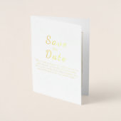Elegante White Gold Foil Save the Date Karte (Vorderseite)