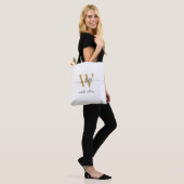 Elegante White Gold Girly Personalisiert Mit Monog Tasche (Am Model)