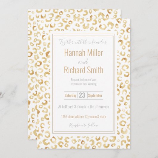 Elegante White Gold Glitzer Leopard Animal Print (Vorne/Hinten)