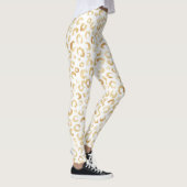 Elegante White Gold Glitzer Leopard Animal Print Leggings (Rechts)