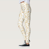 Elegante White Gold Glitzer Leopard Animal Print Leggings (Links)