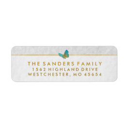 Elegante White Gold & Gray Butterfly Rücksendeadre