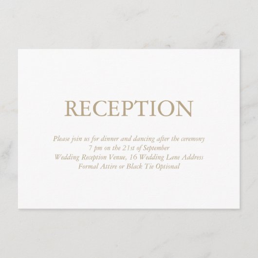 Elegante White Gold Hochzeit Begleitkarte (Vorderseite)