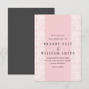 Elegante White Gold Lace Pink Sangria Wedding Card Einladung