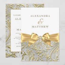 Elegante White & Gold Leaf Bow Wedding