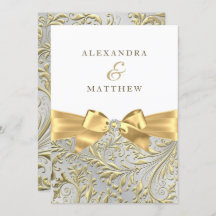 Elegante White & Gold Leaf Bow Wedding