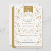 Elegante White Gold Library Wedding Save the Date Einladung (Vorderseite)