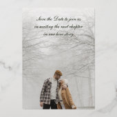 Elegante White Gold Library Wedding Save the Date Folieneinladung (Rückseite)