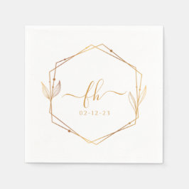 Elegante White Gold Luxury Floral Monogram Wedding Serviette