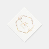 Elegante White Gold Luxury Floral Monogram Wedding Serviette (Ecke)