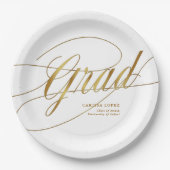 Elegante White & Gold Minimalistische Grad Kalligr Pappteller (Vorderseite)