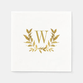 Elegante White Gold Moderne Monogram Wedding Serviette