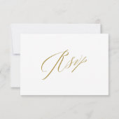 Elegante White Gold Moderne Script Wedding RSVP Ca Karte (Rückseite)