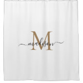 Elegante White Gold Monogram Feminine Script Name Duschvorhang (Vorderseite)