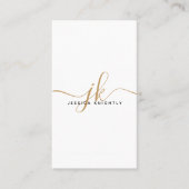 Elegante White Gold Monogram Script Initials Visitenkarte (Vorderseite)