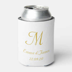 Elegante White Gold Monogram Wedding Party Gefalle Dosenkühler