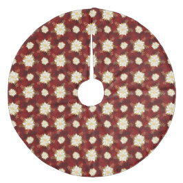 Elegante White Gold Poinsettia Blume Weihnachten Fleece Weihnachtsbaumdecke