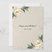 Elegante White Gold Rose Blumenhochzeit Einladung (Rückseite)