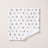 Elegante White Gold Schmetterlinge Badhandtuch Set (Waschlappen)