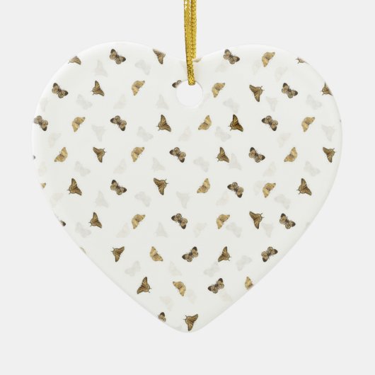 Elegante White Gold Schmetterlinge Keramik Ornament (Vorne)