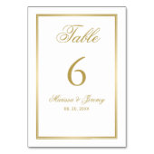 Elegante White Gold Script Calligraphy Wedding Tischnummer (Vorderseite)