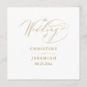 Elegante White Gold Script Typografy Wedding Programm (Vorderseite)