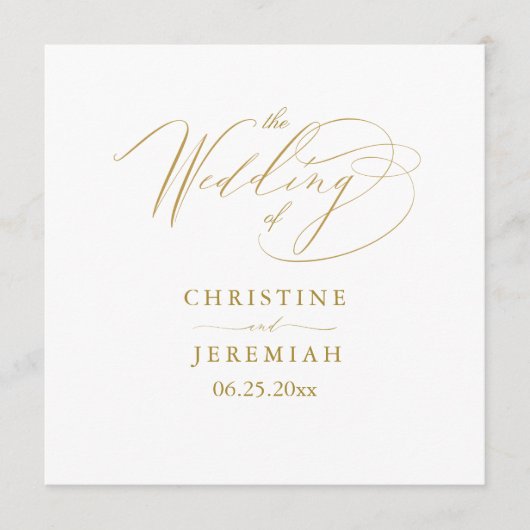 Elegante White Gold Script Typografy Wedding Programm (Vorderseite)