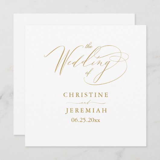 Elegante White Gold Script Typografy Wedding Programm (Vorne/Hinten)