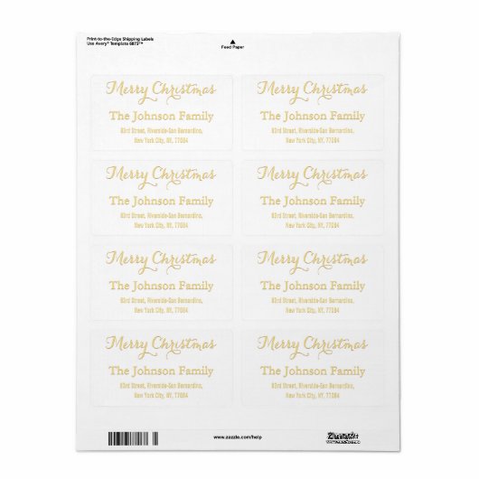 Elegante White Gold Script Weihnachten Rücksendead (Vorne)