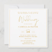 Elegante White Gold Verziert Square WEDDING Classi Einladung (Rückseite)