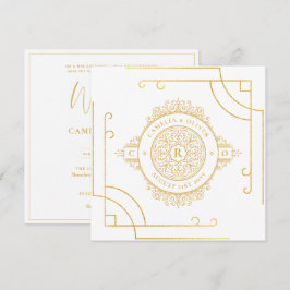 Elegante White Gold Verziert Square WEDDING Classi Einladung