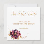 Elegante White Golden Burgundy Save the Date Einladung (Vorderseite)
