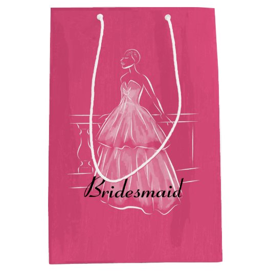 Elegante White Gown Brautparty Geschenktasche Mittlere Geschenktüte (Vorderseite)