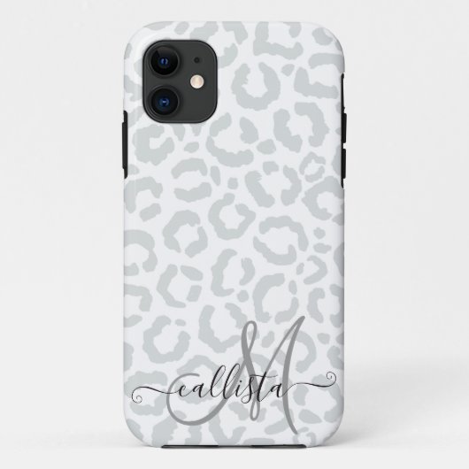 Elegante White Gray Leopard Cheetah Animal Print Case-Mate iPhone Hülle (Rückseite)