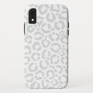 Elegante White Gray Leopard Cheetah Animal Print Case-Mate iPhone Hülle