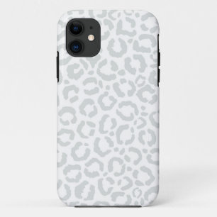 Elegante White Gray Leopard Cheetah Animal Print Case-Mate iPhone Hülle