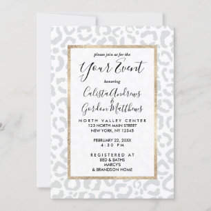 Elegante White Gray Leopard Cheetah Animal Print Einladung