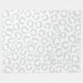 Elegante White Gray Leopard Cheetah Animal Print Fleecedecke (Vorderseite (Horizontal))