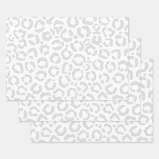 Elegante White Gray Leopard Cheetah Animal Print Geschenkpapier Set (Set)