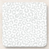 Elegante White Gray Leopard Cheetah Animal Print Getränkeuntersetzer (Vorderseite)