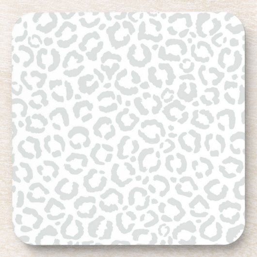 Elegante White Gray Leopard Cheetah Animal Print Getränkeuntersetzer (Vorderseite)