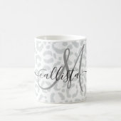 Elegante White Gray Leopard Cheetah Animal Print Kaffeetasse (Mittel)