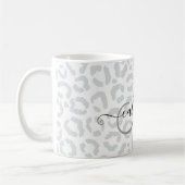 Elegante White Gray Leopard Cheetah Animal Print Kaffeetasse (Links)