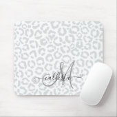 Elegante White Gray Leopard Cheetah Animal Print Mousepad (Mit Mouse)