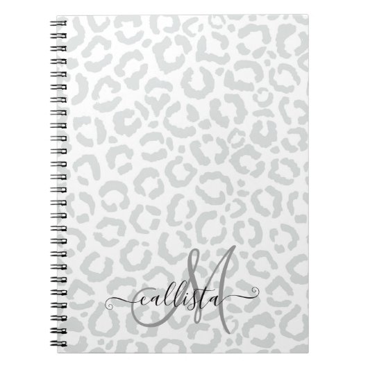 Elegante White Gray Leopard Cheetah Animal Print Notizblock (Vorderseite)
