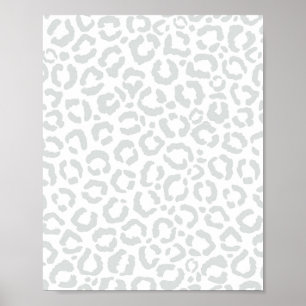 Elegante White Gray Leopard Cheetah Animal Print Poster