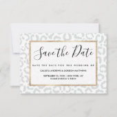 Elegante White Gray Leopard Cheetah Animal Print Save The Date (Vorderseite)