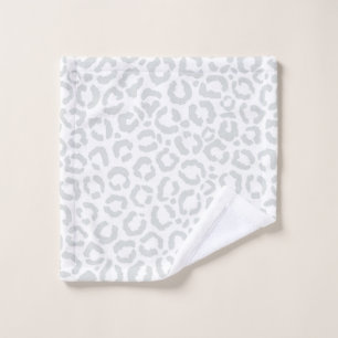 Elegante White Gray Leopard Cheetah Animal Print Waschlappen