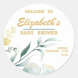 Elegante White & Green Baby Shower Stickers